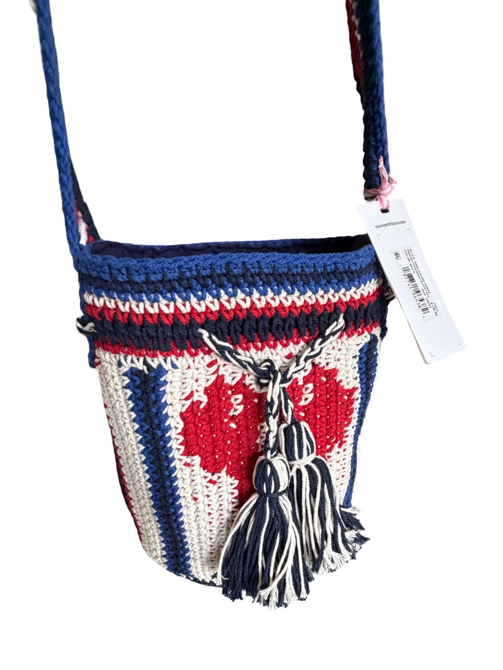 NWT Vineyard Vines Crochet Lobster Bucket Shoulder Bag Americana Red White Blue - Picture 5 of 13